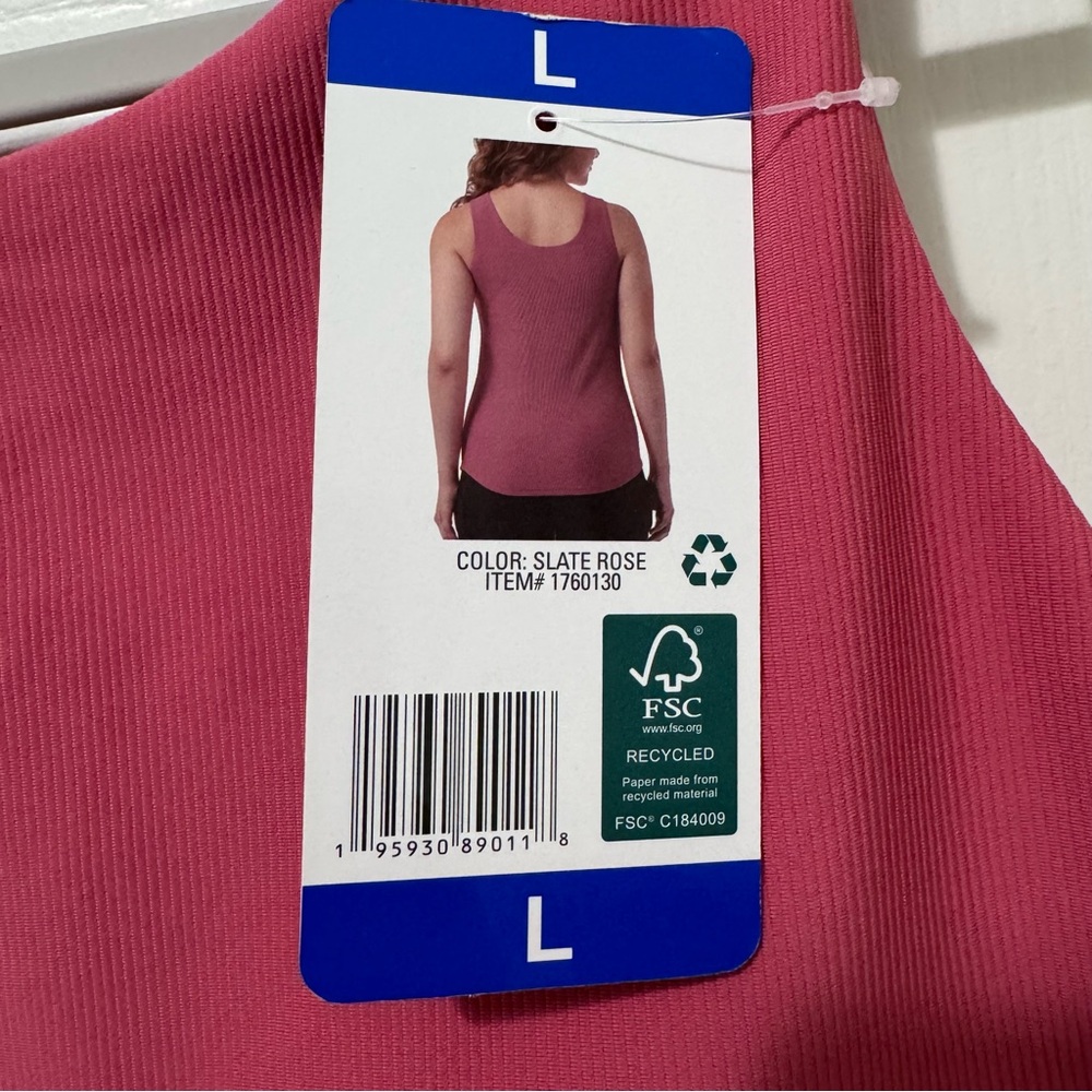 32 Degrees Cool Slate Rose Ribbed Bra Tank Built-In Bra L New - Picture 4 of 10